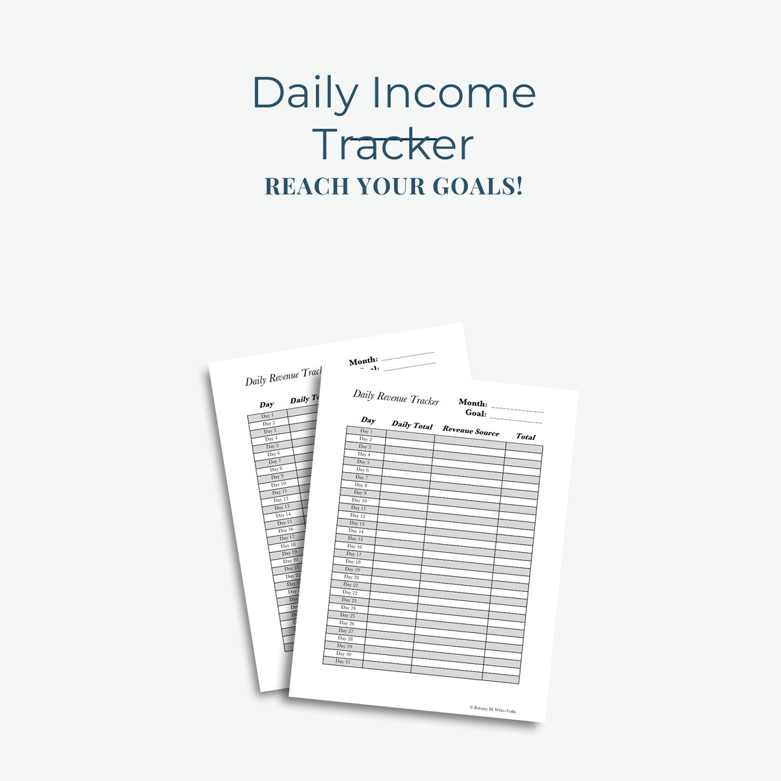 Daily Tracker Daily Revenue Tracker Business Etsy