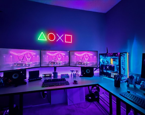 Neon lights for computer desk sales
