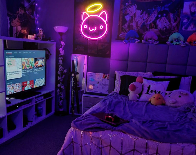 Japan Cute Kitty LED Neon Sign Kawaii Anime Game Nya Cat Etsy