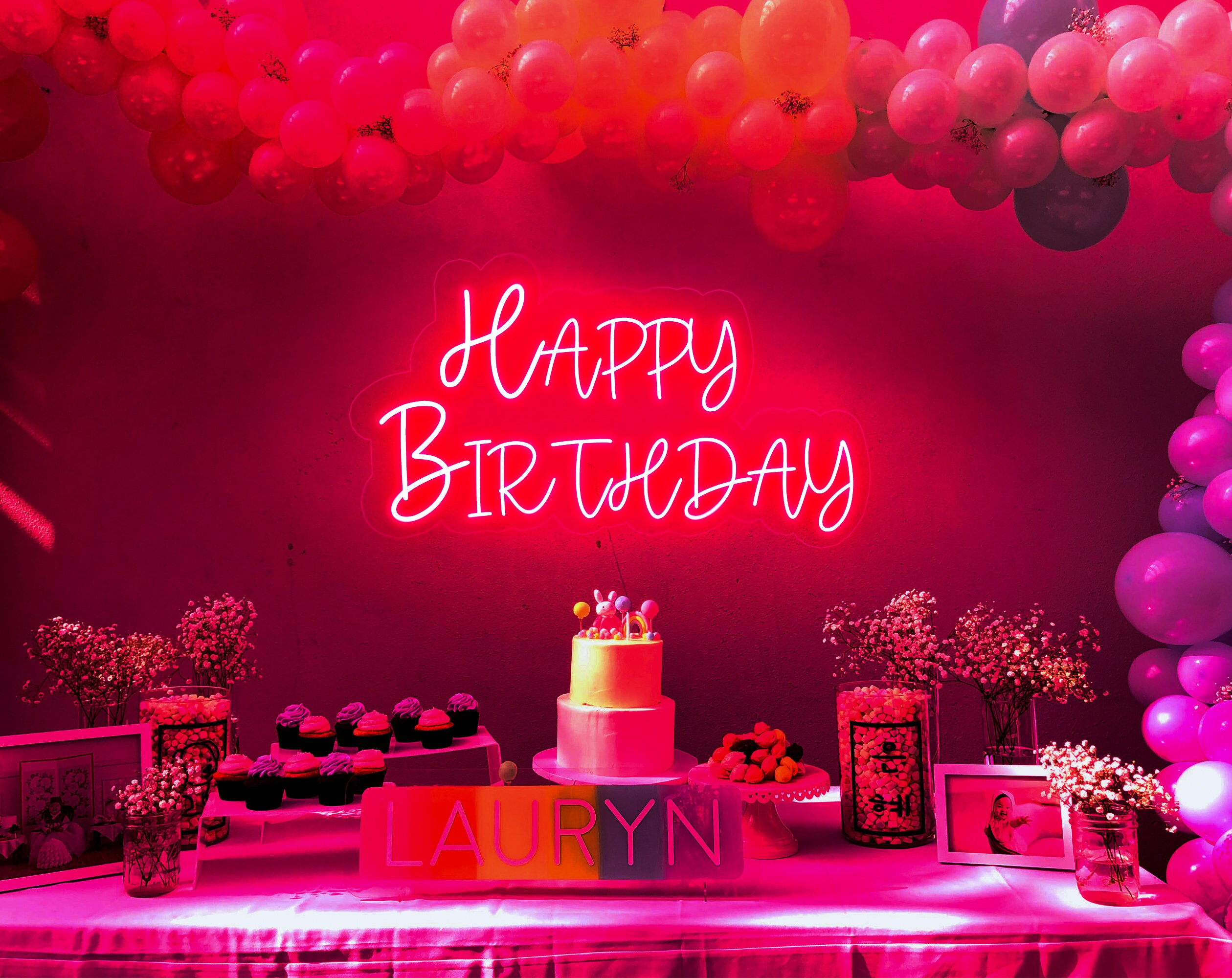 Happy Birthday LED Decor Custom Text for Party Custom Birthday Etsy UK