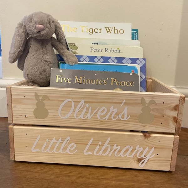 Personalised Book Crate - little library - story book box - personalised book box - storage box - personalised crate - children’s book