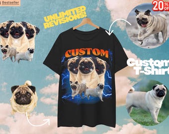 Camiseta personalizada para mascotas, camiseta personalizada para gatos, pintura personalizada para perros, camiseta de rap pirata personalizada para mascotas, regalo pirata de cumpleaños personalizado