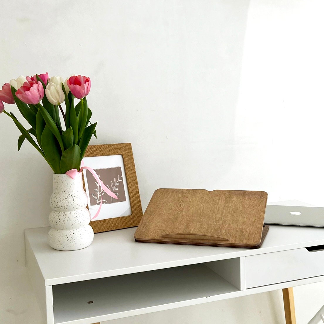 Wooden Book Stand, Wooden Reading Stand Holder, Laptop Riser for Desk ...