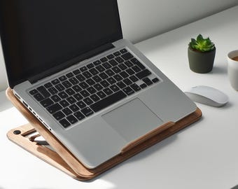 Handmade Wooden Laptop Riser, Ergonomic Macbook Stand