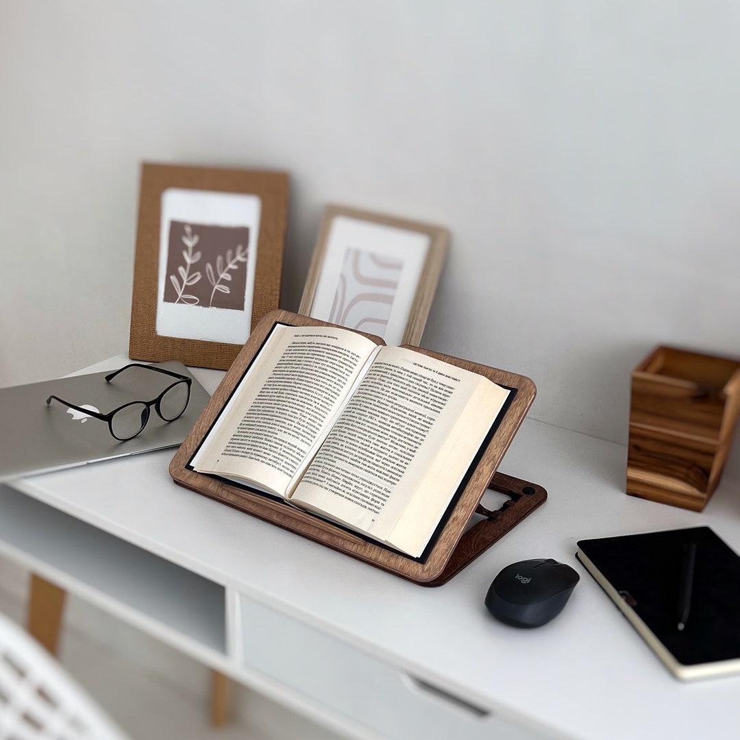 Wooden Book Stand, Wooden Reading Stand Holder, Laptop Riser for Desk ...