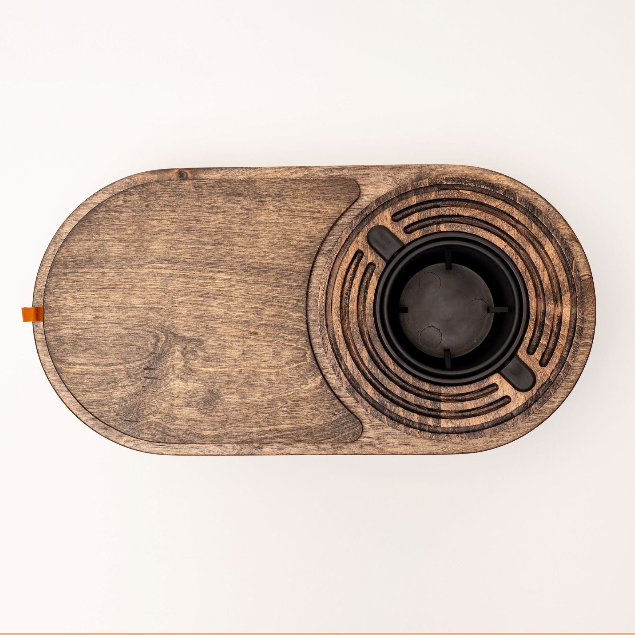 Lovesac Wooden Cup Holder, Recycled Plastic Gyroscope Cupholder, Wooden