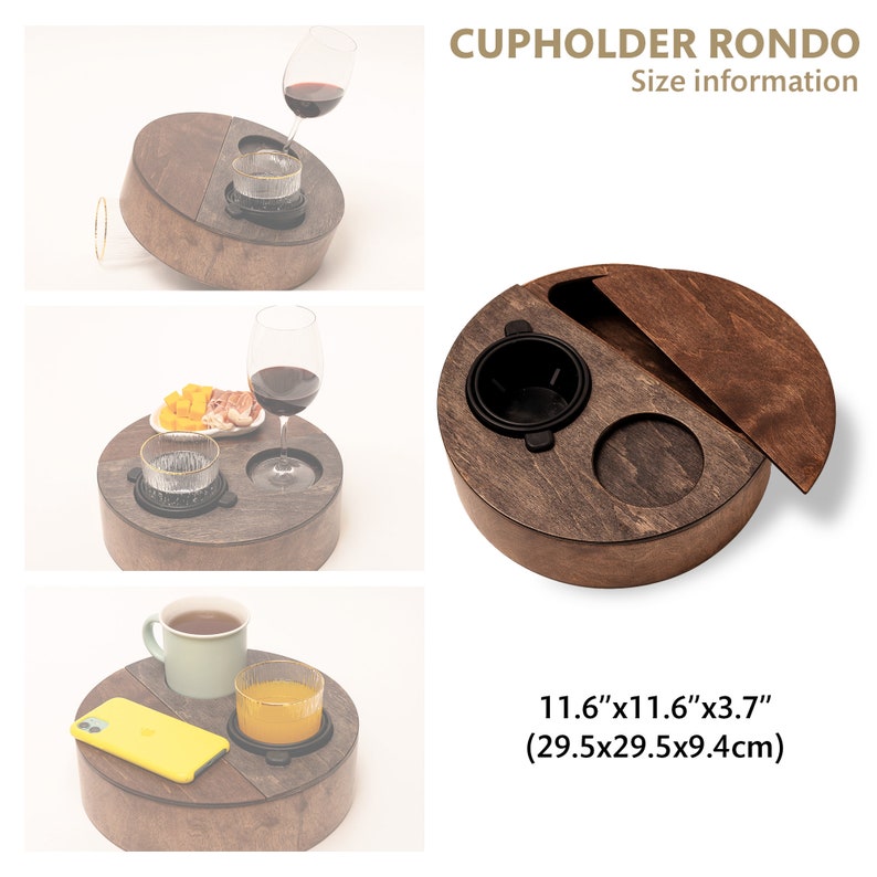 Wooden Sofa Arm Chair Caddy, Wooden Non Spill Couch Cup Holder, Wine