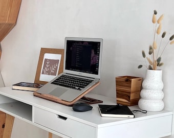 Wooden Laptop riser for desk, wood laptop stand, macbook stand, laptop holder desk, father's day gift