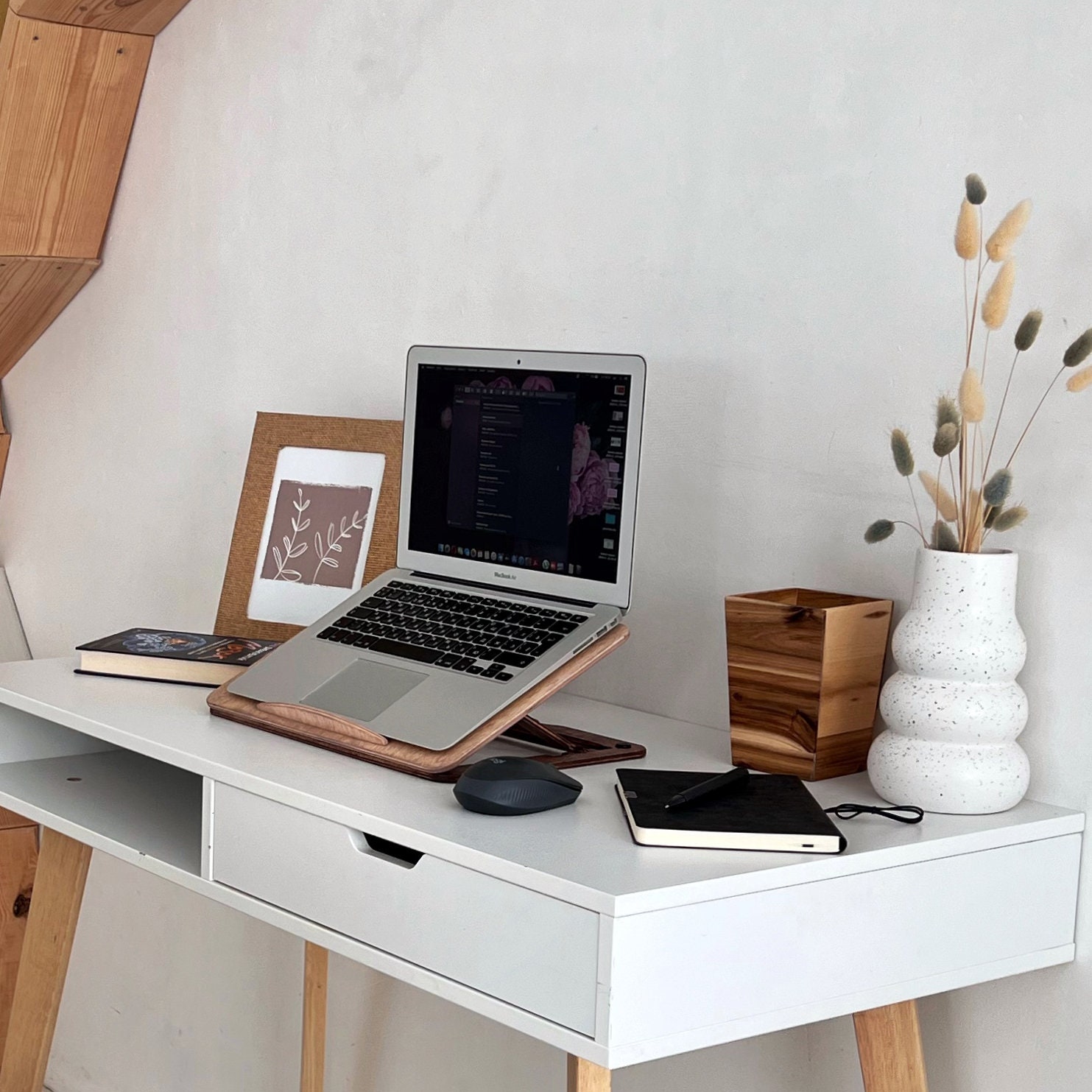 Wooden Book Stand, Wooden Reading Stand Holder, Laptop Riser for Desk ...
