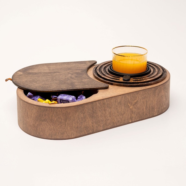 Natural Wood Coffee Cup Holder, Wooden Couch Glass Holder, Non Spill