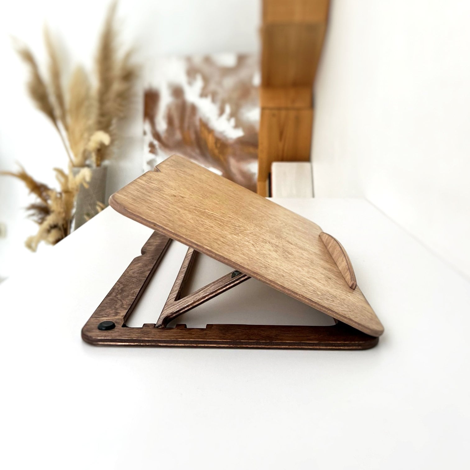 Wooden Book Stand, Wooden Reading Stand Holder, Laptop Riser for Desk ...