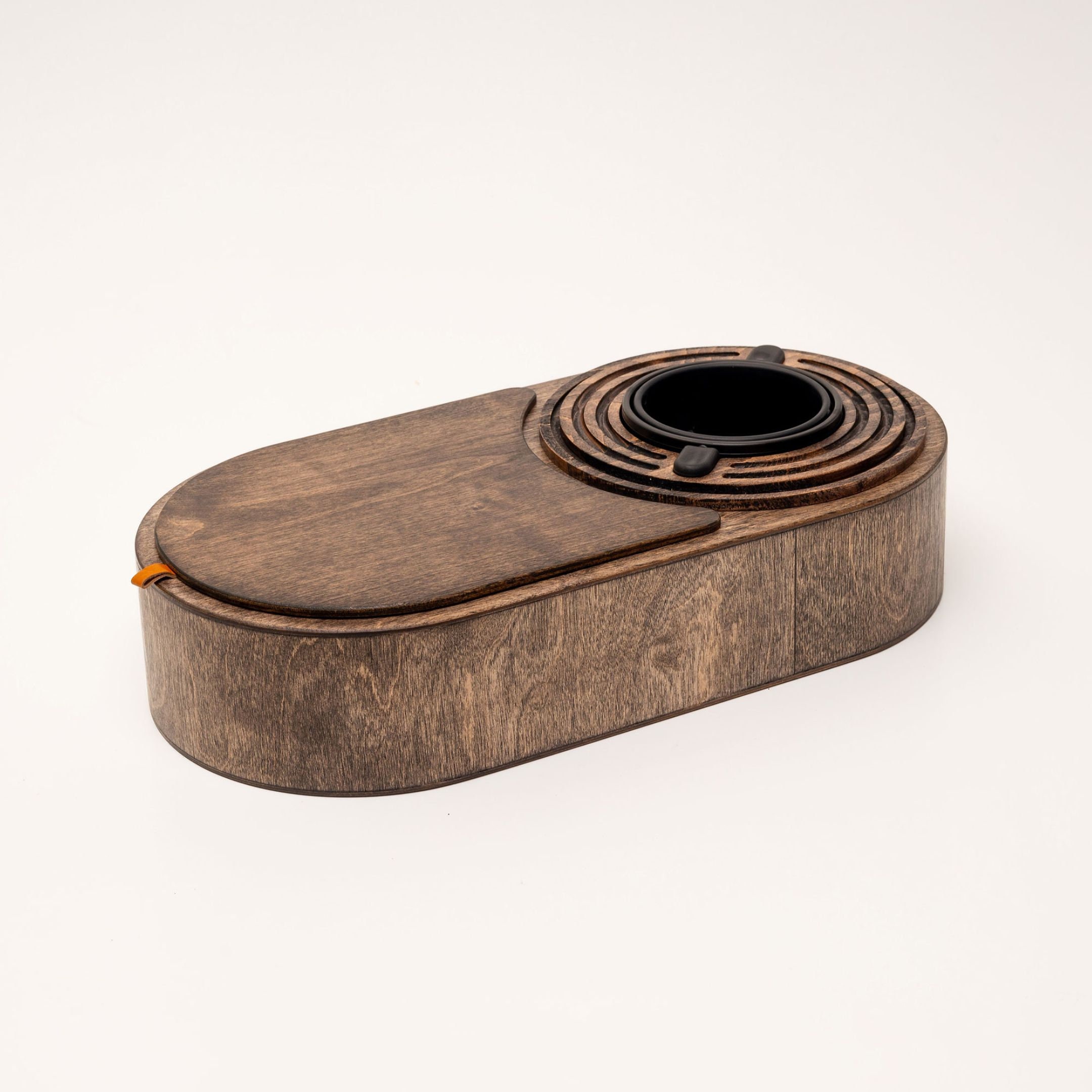 Lovesac Wooden Cup Holder, Recycled Plastic Gyroscope Cupholder, Wooden