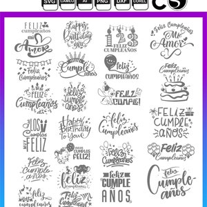 Bundle 80 alles Gute zum Geburtstag SVG-Png-Dxf-Silhouette Cameo-Auftritt Cricut Ai Corel alles Gute zum Geburtstag Geburtstag Geburtstag alles Gute zum Geburtstag SVG-Paket 80 Dateien