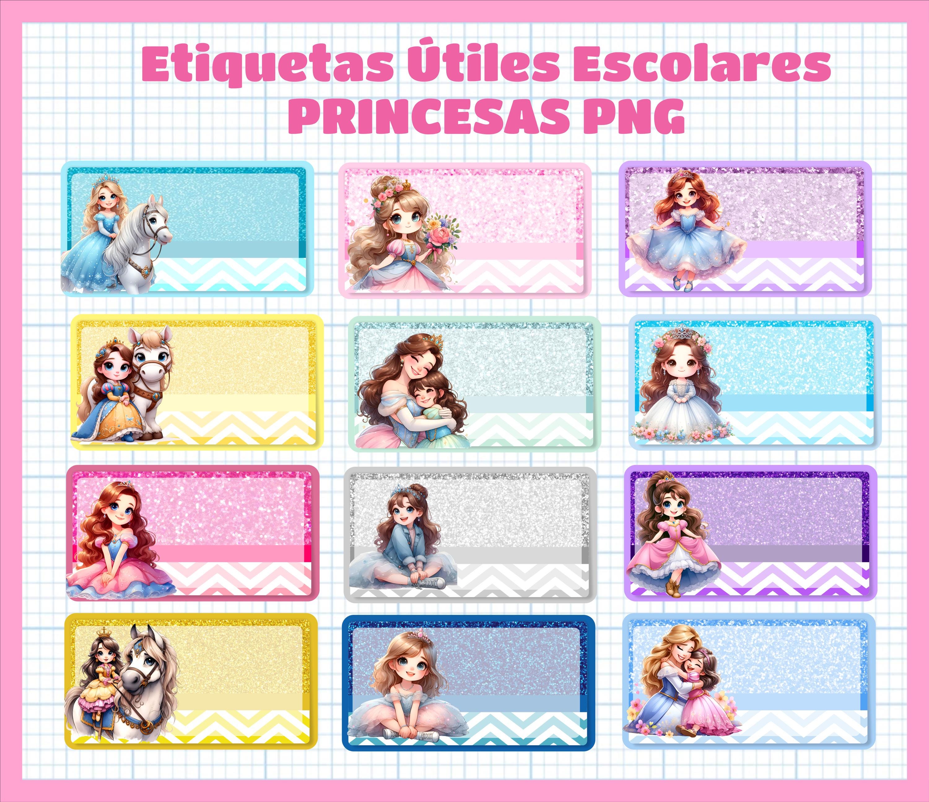 princess labels school png labels prints printable template png school labels design Schuletiketten étiquettes scolaires etichette