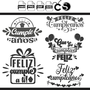 Alles Gute zum Geburtstag Svg Png Dxf Silhouette Cameo Cricut schneiden Dateien Vinyl T-shirt Designs in Spanisch alles Gute zum Geburtstag alles Gute zum Geburtstag