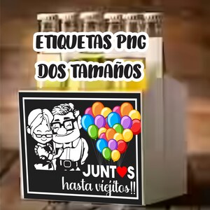 Template carl and ellie san valentin valentines day beer etiquetas para cervezas sixpack regalo aniversario amor impresión en adhesivo