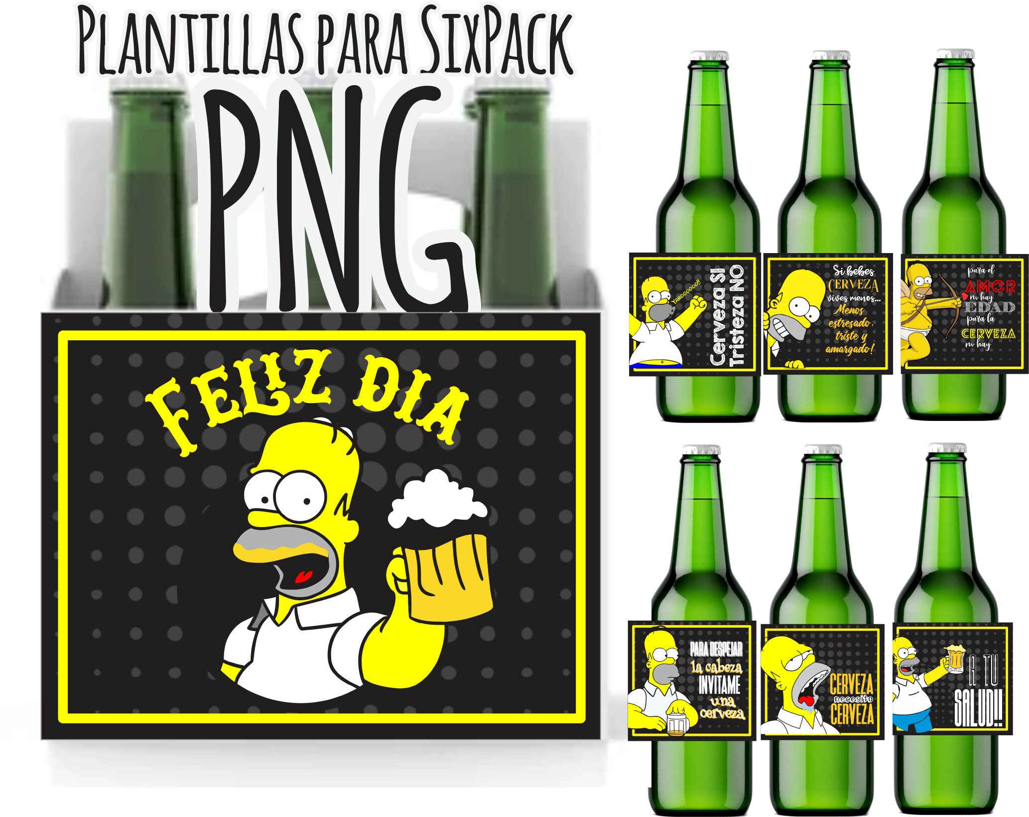 Labels for Beers Png Sixpack Beer Feliz Dia Template Printable