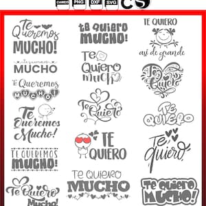 te quiero svg te quiero mucho te queremos svg png dxf silhouette cameo cricut i love you spanish español frases plantillas de corte