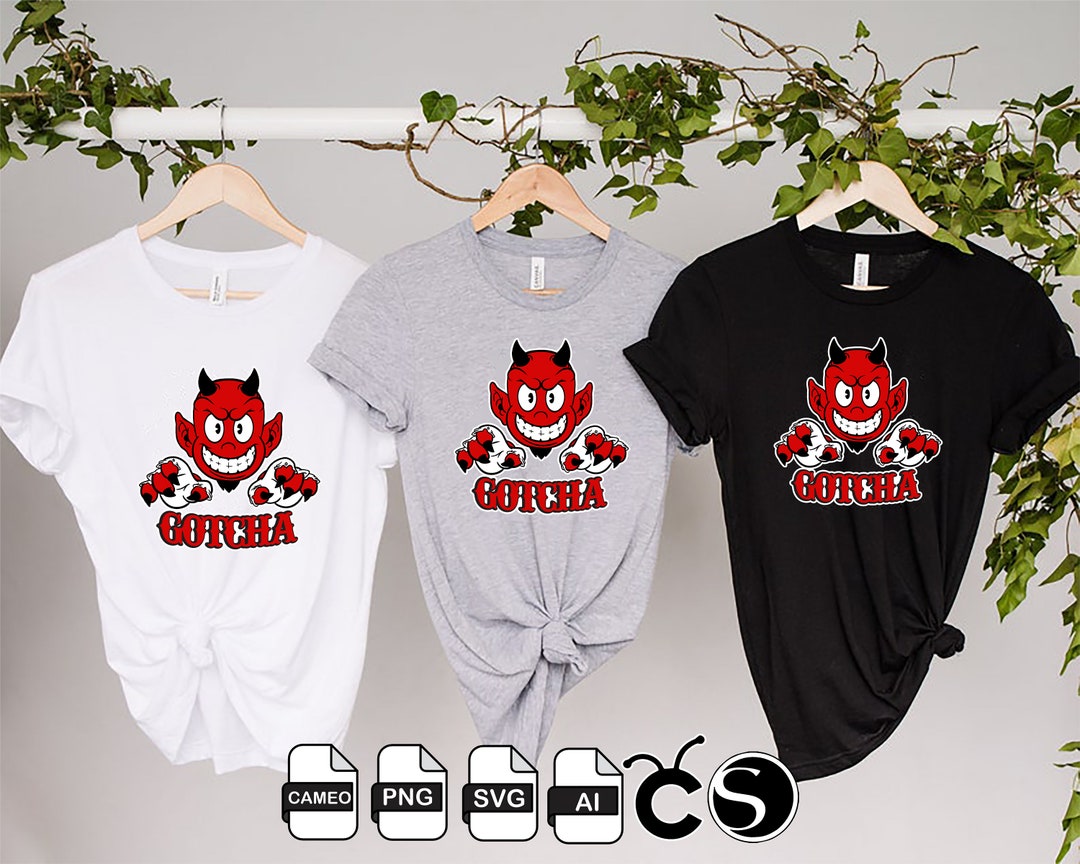 Halloween Svg Png AI Silhouette Gotcha Tshirts Devil Sublimation Mug Etsy
