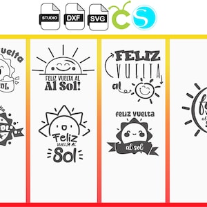 terug naar de zon SVG PNG cameo silhouet DXF snijden bestanden gelukkig terug naar de zon verjaardag vinyl