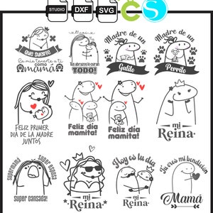 Modèles svg fête des mères Fête des mères en espagnol Flork deformitos cameo cricut studio png dxf modèles mères