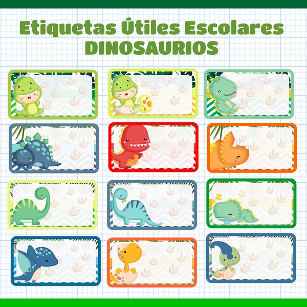 etiquetas escolares labels supplies rótulos escolares étiquettes scolaires png printable dinosaurios dino dinosaures plantillas templates