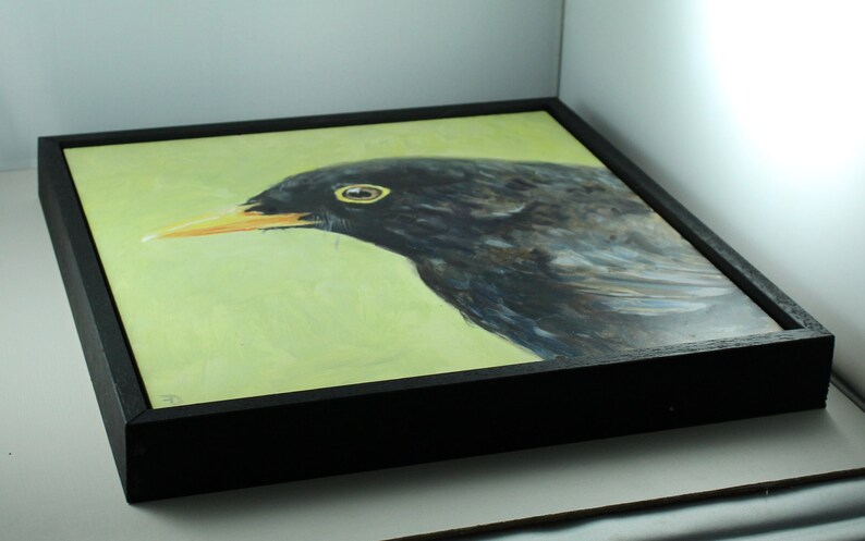 Blackbird original painting / oil paint on wooden panel / image 4