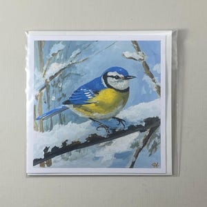 postale de mésange bleue | Charmante carte d'art oiseau pour toutes les occasions