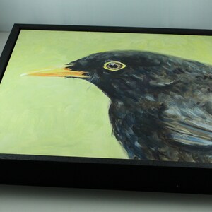 Blackbird original painting / oil paint on wooden panel / image 5
