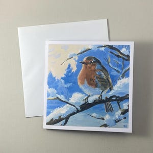 Rotkehlchen druckbare Postkarte | Kunst Grußkarte | Digitaler Download | Hochwertiges PDF mit Schnitt- & Faltanleitung