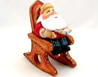 Christmas / New Years toy / Doll / Carved wooden figures of Magic Santa Claus / Hand carving / Christmans ornaments / Oil paint / Art gift