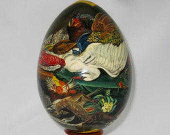 Exclusive wooden easter egg / Reproduction Frans Snyders /Still life with a dog  / Collectible piece / Oil paint / For Home Decor / Art gift