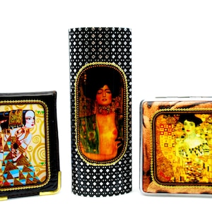 Geschenkset / Gustav Klimt / Etui für Brille, Visitenkarte, Zigarettenetui / Kopie vom Gemälde / Kunst modern / Kunstgeschenk / Sammlerstück