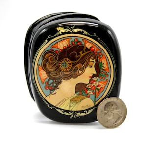 Box Art Nouveau / Art style / Miniature / Copy Alphons Mucha / Beauties / For home decor/ Hand painted/ Collectible piece/Oil paint/Art gift