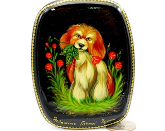 Popular pets Lacquer Box / My favorite dog / Handpainted / Box for gift / Art style / Collectible piece/ Oil paint/ Jewelry box / Home decor