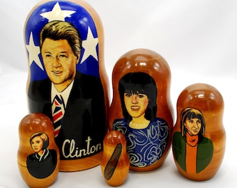 Popular personalities in dolls / Bill Clinton / Handpainted doll/ 5 places for gift/ Art style/ Collectible/ Oil paint/ Art gift/ Home decor