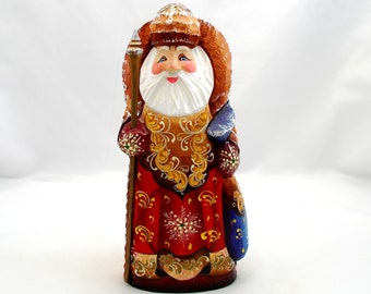 Christmas / New Years toy / Doll / Carved wooden figures of Magic Santa Claus / Hand carving / Christmans ornaments / Oil paint / Art gift