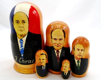 Popular personalities in dolls / Jacques Chirac / Handpainted doll/ 5 places for gift/Art style/Collectible/ Oil paint/ Art gift/ Home decor