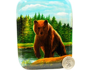 Popular pets Lacquer Box / My beloved Bear / Handpainted / Box for gift / Art style / Collectible item / Oil paint/ Jewelry box / Home decor