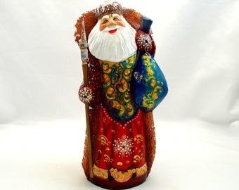 Christmas / New Years toy / Doll / Carved wooden figures of Magic Santa Claus / Hand carving / Christmans ornaments / Oil paint / Art gift