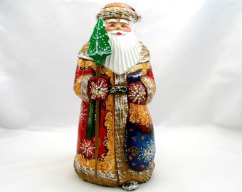 Christmas / New Years toy / Doll / Carved wooden figures of Magic Santa Claus / Hand carving / Christmans ornaments / Oil paint / Art gift