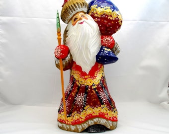 Christmas / New Years toy / Doll / Carved wooden figures of Magic Santa Claus / Hand carving / Christmans ornaments / Oil paint / Art gift