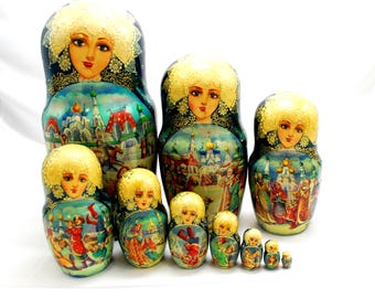 Popular art styles dolls / History of Russian fairy tales / Handpainted doll / 10 pcs for gift / Art style/ Collectible/ Oil paint/ Art gift