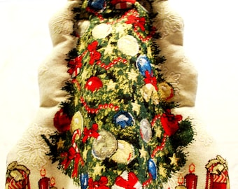 Woven tapestry / Cushion cover / Christmas tree-case for a bottle / Cotton / Jacquard woven / Gobelin / Art gift / Art nouveau / Home decor