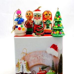 Christmas / New Year Toy / Doll / Carved Wooden Figures / Hand Painted / Christmas Decorations/ Oil Paint/ Art Gift/ Set of 5 Toys/ Handmade