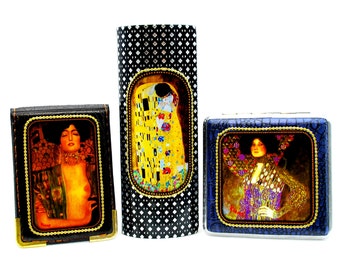 Gift set / Gustav Klimt / Case for glasses, business card, cigarette case / Copy of the painting / Art modern / Art gift / Collectible piece