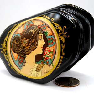 Box Art Nouveau / Art style / Miniature / Copy Alphons Mucha / Beauties / For home decor/ Hand painted/ Collectible piece/Oil paint/Art gift
