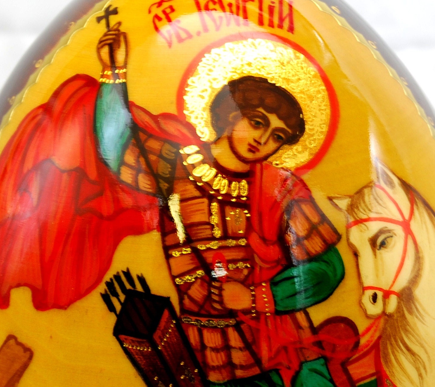 正教会の木製イースターエッグ / 聖ゲオルギオス勝利の像