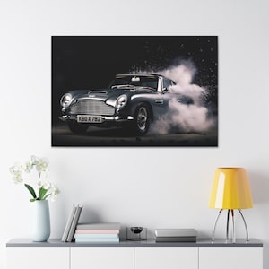 Aston Martin DB5 James Bond Car Art Prints British Car Poster Gallery Canvas Wrap Father&#39;s Day Gift Automotive Art Automobilia