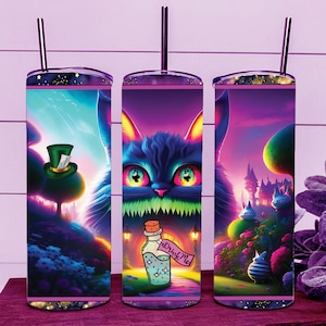 Wonderland Alice Magic World Drink Me Skinny Tumbler Wrap 20oz Straight Cup Image - Sublimation Design, Ready To Cut Digital Download